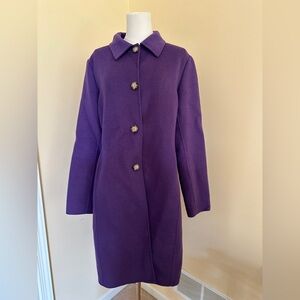 Michael Kors Purple Buttoned Coat Wool Angora Size L